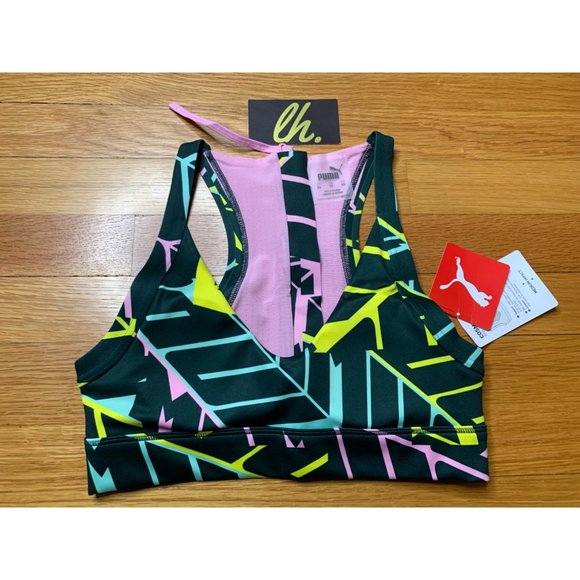 Women’s X Small Puma Zip Up Graphic Pale Pink Cosmic Bra - Picture 1 of 3